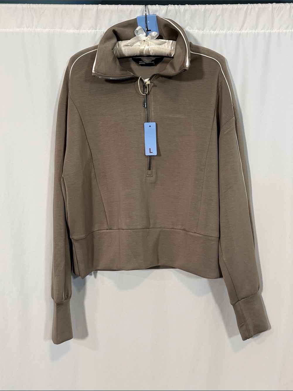 Women's Taupe Half-Zip Pullover Sweatshirt